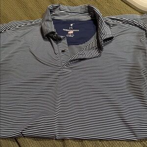 Fairway & Greene Navy and White Thin-Striped Polo